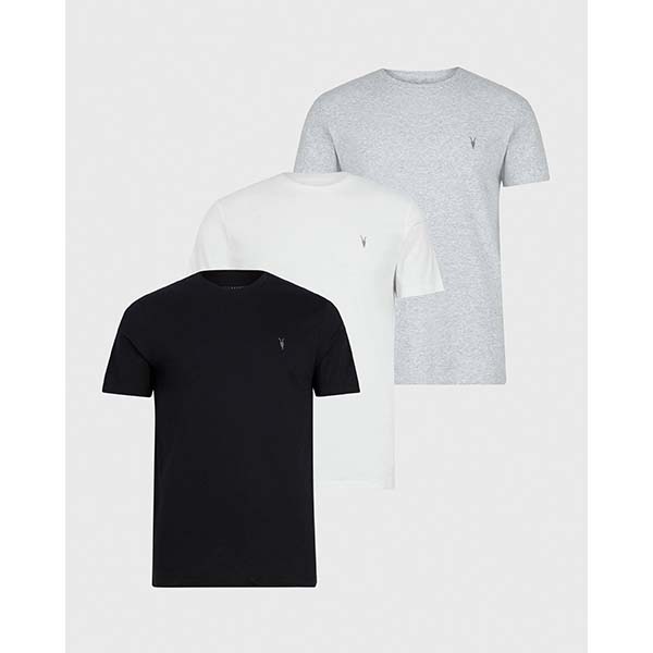 Allsaints Australia Mens Tonic Crew Ramskull 3 Pack T-Shirt Black/Grey AU43-501